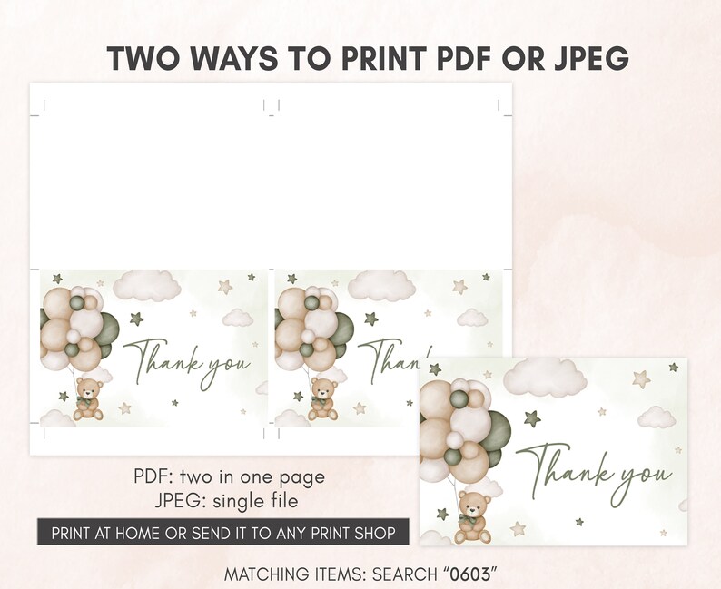 two ways to print a thank card for a baby shower