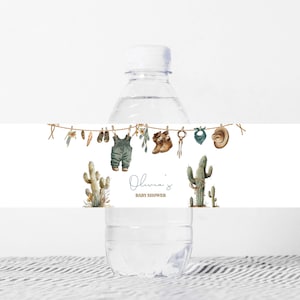 Editable A Little Cowboy Baby Shower Bottle Label, Cowboy Baby Clothes Boho Baby Shower Water Label, Wild West Rodeo Bottle Stickers, 01043