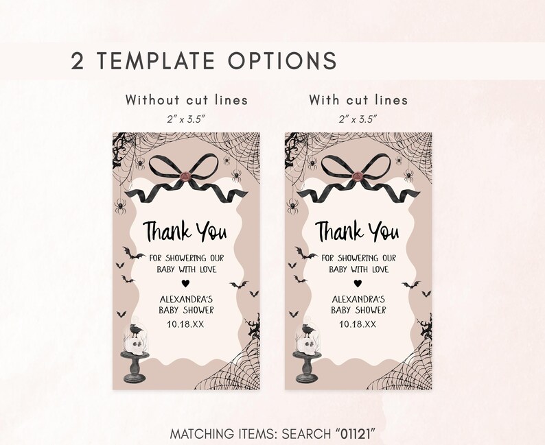 a set of two thank you cards with a bow