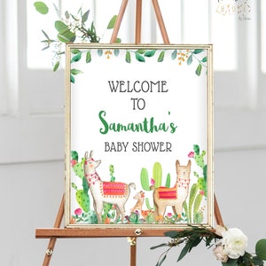 Llama Baby Shower Welcome Sign, Succulent Baby Shower Bundle Signs, Floral Party Signs, Llama Mama Theme, Printable Signs, Cactus BSL 89