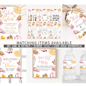 Editable Splish Splash Baby Bash Baby Shower Bundle, Pink Beach Baby ...