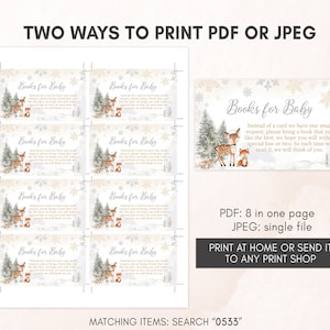 Editable Winter Woodland Baby Shower Invitation Bundle, Woodland Winter Baby Shower Invite Set, Gender Neutral Baby it's Cold Outside, 0533 image 6