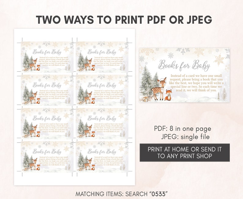 Editable Winter Woodland Baby Shower Invitation Bundle, Woodland Winter Baby Shower Invite Set, Gender Neutral Baby it's Cold Outside, 0533 image 6