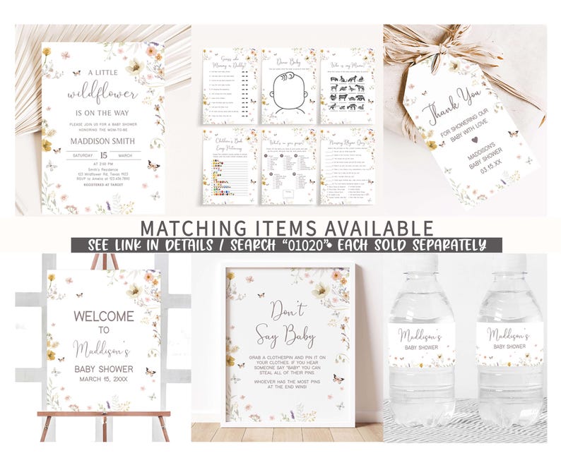 matching items available for a baby shower