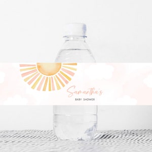 Etichetta modificabile per bottiglia per doccia per bambini Sunshine, Etichette per acqua per doccia per bambini A Little Ray Of Sunshine, Adesivi per bottiglie You Are My Sunshine Boho 0753