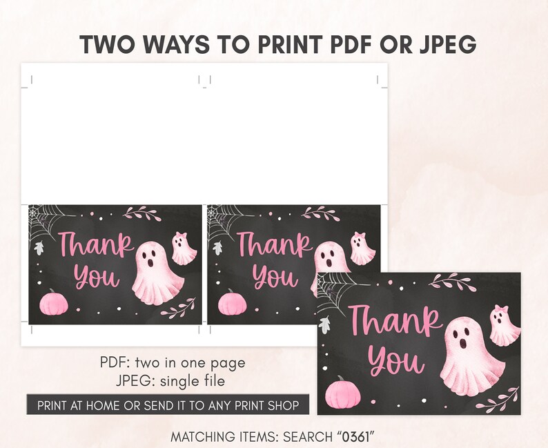 Editable Little Boo Baby Shower Invitation Bundle, Pink Halloween Baby Shower Invite Pack, Pink Girl Ghost Baby Shower Invite Template 0361 image 7
