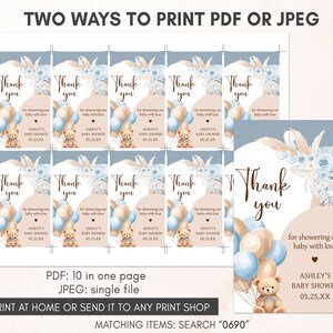 two ways to print a thank card for a baby shower