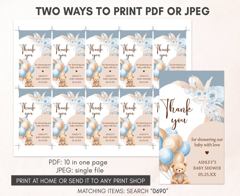 two ways to print a thank card for a baby shower