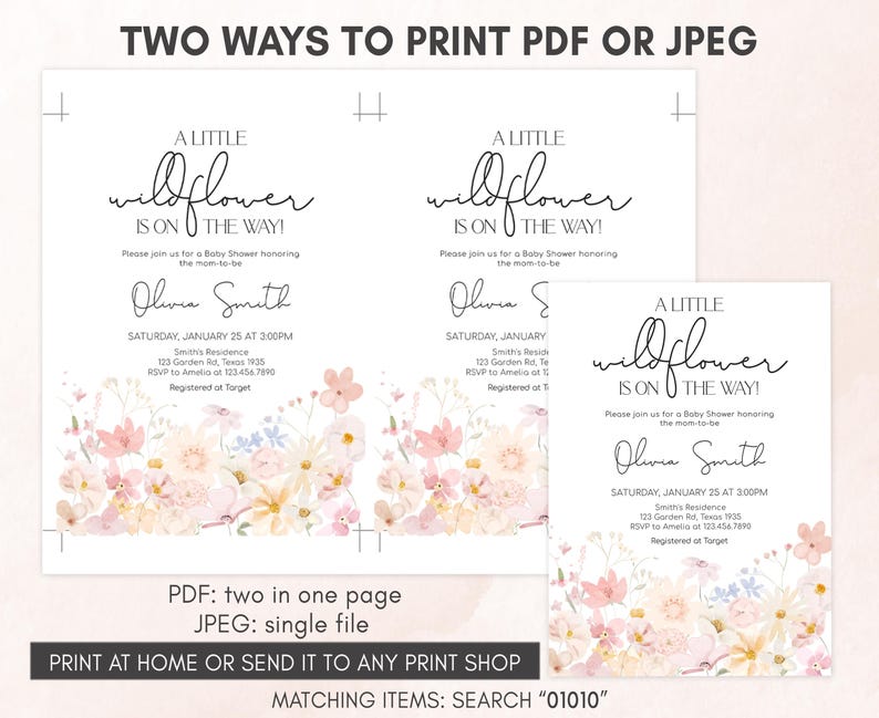 Spring Floral Wildflower Invitation Template