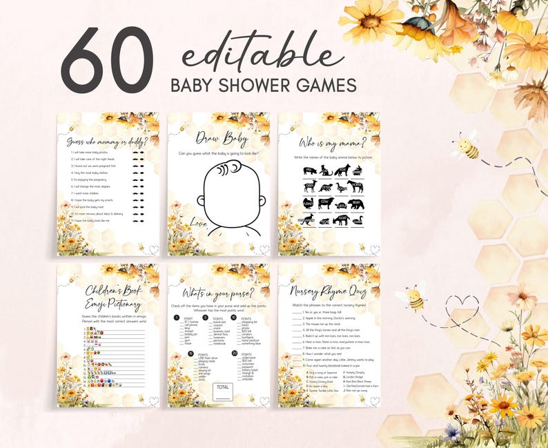 a baby shower game with flowers and bees