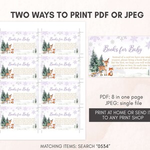 Editable Purple Winter Woodland Baby Shower Invitation Bundle, Girl Woodland Winter Baby Shower Invite Set, Girl Baby It's Cold Outside 0534 image 6