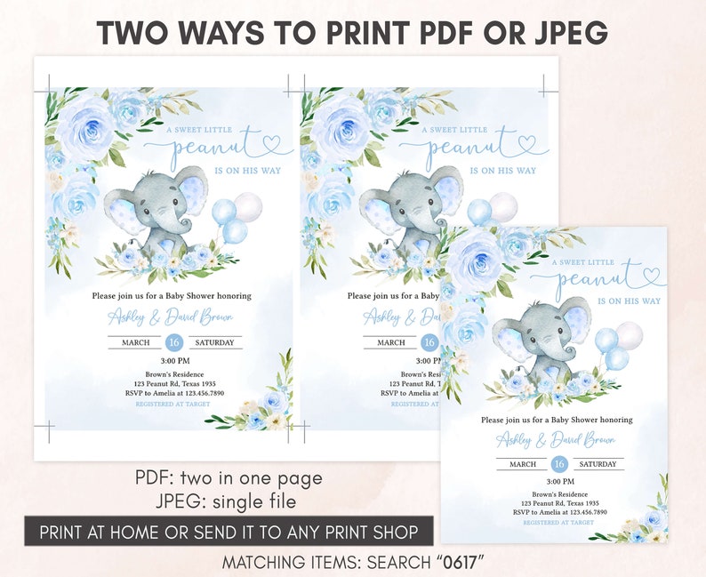 two ways to print a baby elephant baby shower