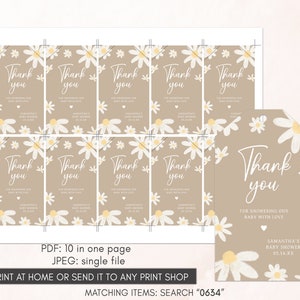 a set of thank cards with daisies on them