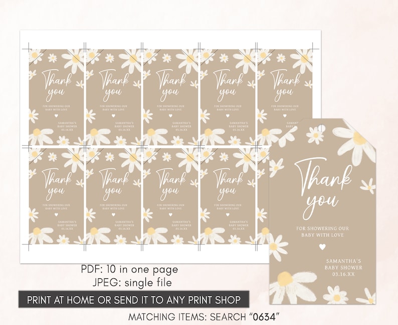 a set of thank cards with daisies on them