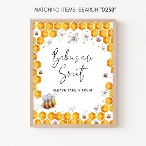 Babies are Sweet Sign Bee Baby Shower, Sweet as Can Bee Baby Shower Sweet Treat Sign, Gender Neutral Honey Bee Sign Printable Template 0238