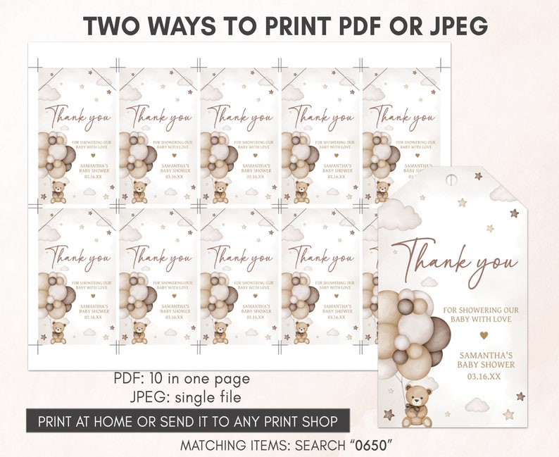 two ways to print a teddy bear thank you card