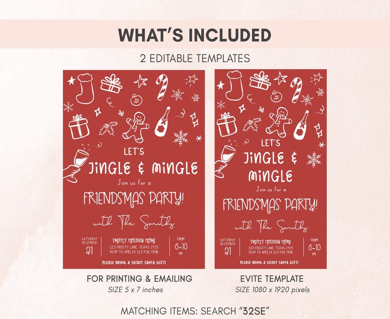 Jingle and Mingle Invitation Set
