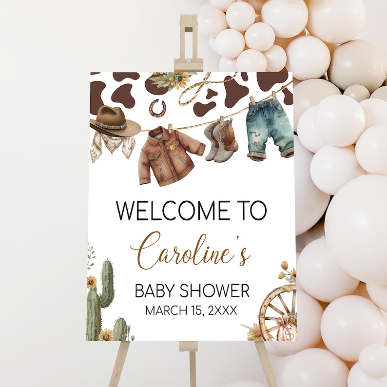 A Little Cowboy Baby Shower Welcome Sign
