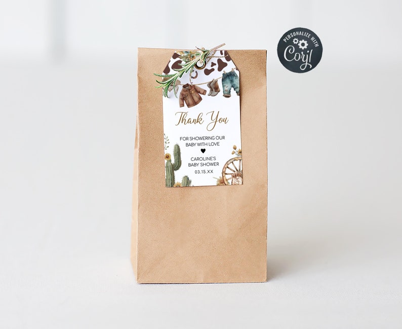 a brown paper bag with a thank you card inside