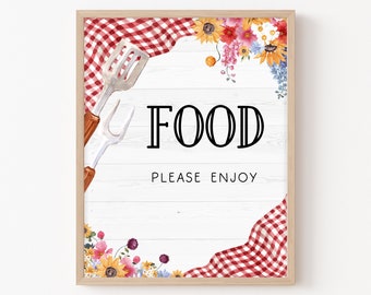 BBQ Baby Shower Food Sign Baby-Q Baby Shower Food Table Sign Backyard Baby Shower Gender Neutral Coed BBQ Food Sign Printable Template 0276