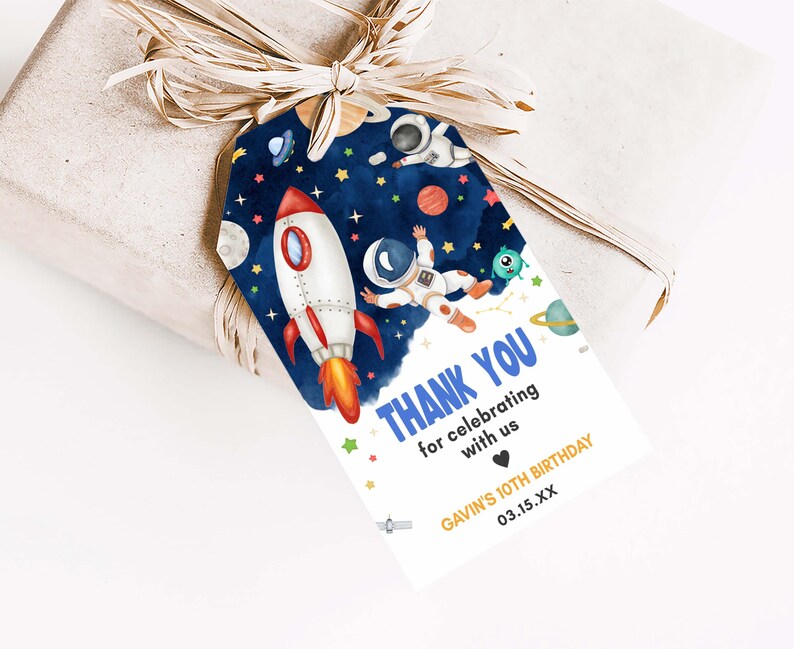 Astronaut Outer Space Birthday Favor Tag