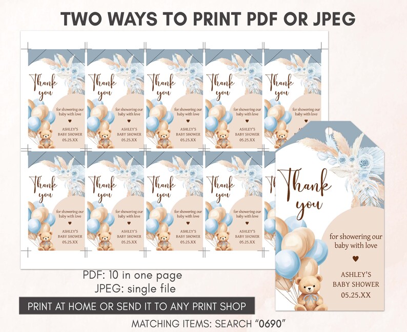 two ways to print a thank you card for a baby shower