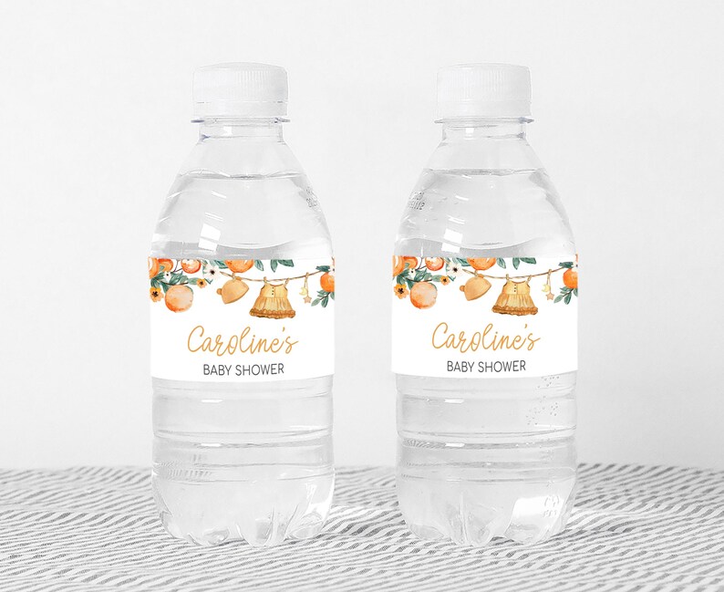 Citrus Baby Shower Water Bottle Label