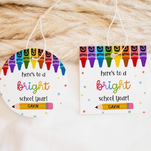 Editable Back to School Gift Tag, Bright School Year Gift Tag, First Day of School Favor Tag, Teacher Gift Tag, Pre- School Treat Tags, 94SE
