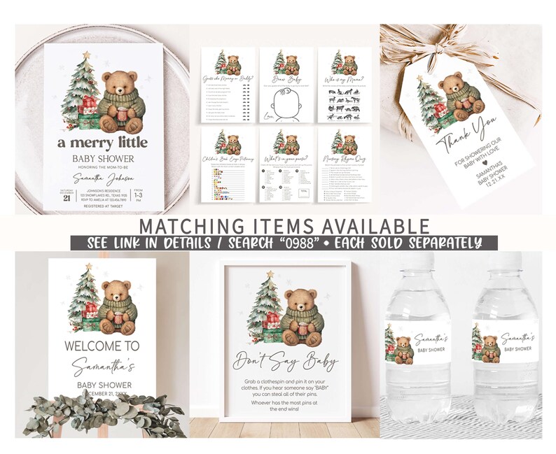 a set of matching items available for a baby shower