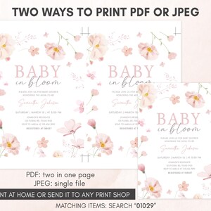 Baby in Bloom Baby Shower Invitation Template