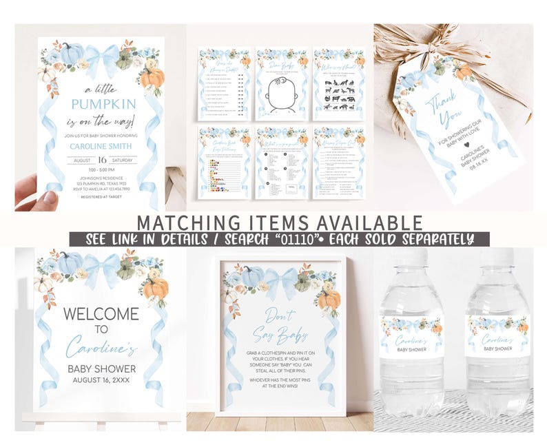 matching items available for a baby shower
