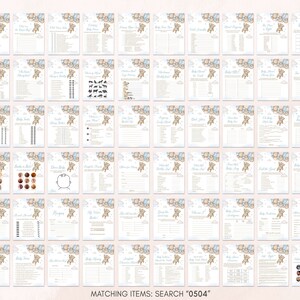 Pacchetto di giochi per baby shower modificabili con palloncino a forma di orso, pacchetto di giochi per baby shower blu We Can Bearly Wait, modello di gioco per baby shower Boy Boho Bear, 0504 immagine 4
