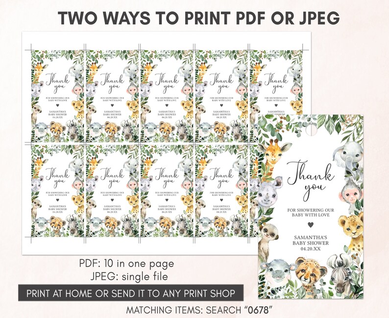 two ways to print a thank card for a baby shower