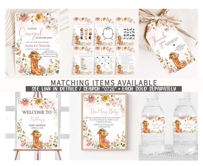 matching items available for a baby shower