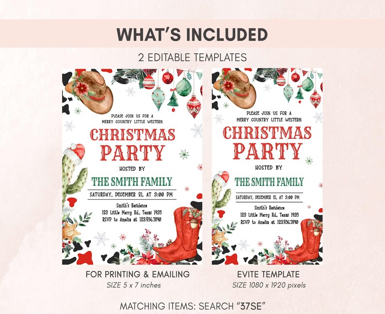 Western Christmas Invitation Set