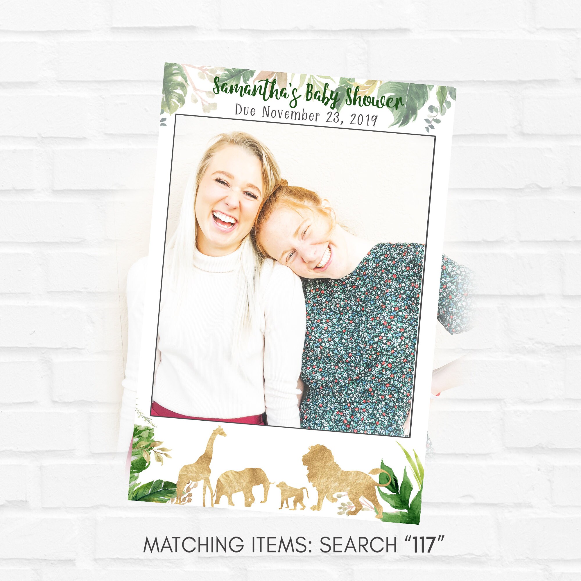 Safari Baby Shower Photo Prop Boy Baby Shower Jungle Theme Baby Shower Photo Frame Animal theme Gold Baby Shower Photo Frame