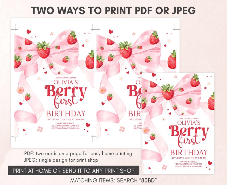 Girl First Birthday Invitation Template