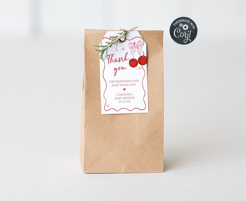 a brown paper bag with a thank you tag on it