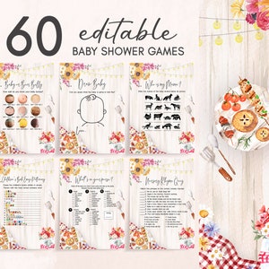 Editable BBQ Baby Shower Games Bundle, Baby-Q Baby Shower Game Pack, Backyard Coed Baby Shower Rustic Barbeque Games Printable Template 0273