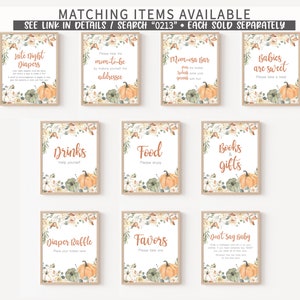 Little Pumpkin Baby Shower Welcome Sign, Autumn Baby Shower Welcome Sign, Fall Pumpkin Rustic Sign Gender Neutral Printable Template 0213 image 4