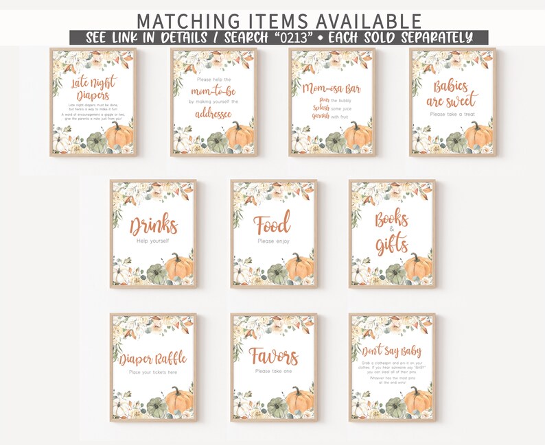 Little Pumpkin Baby Shower Welcome Sign, Autumn Baby Shower Welcome Sign, Fall Pumpkin Rustic Sign Gender Neutral Printable Template 0213 image 4