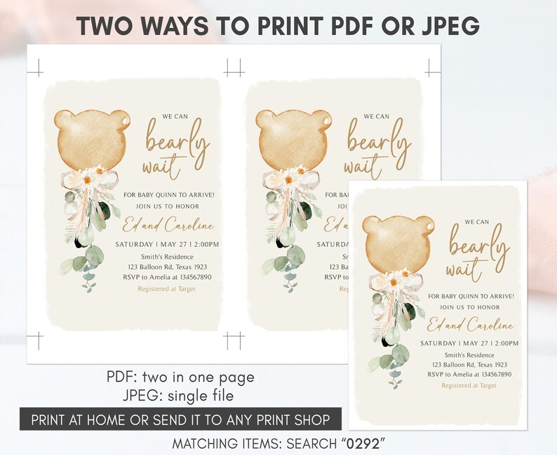 Editable We Can Bearly Wait Baby Shower Invitation Teddy Bear - Etsy