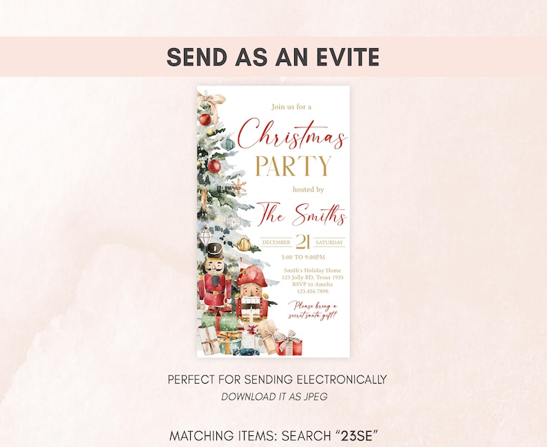 a flyer for a christmas party with a christmas tree