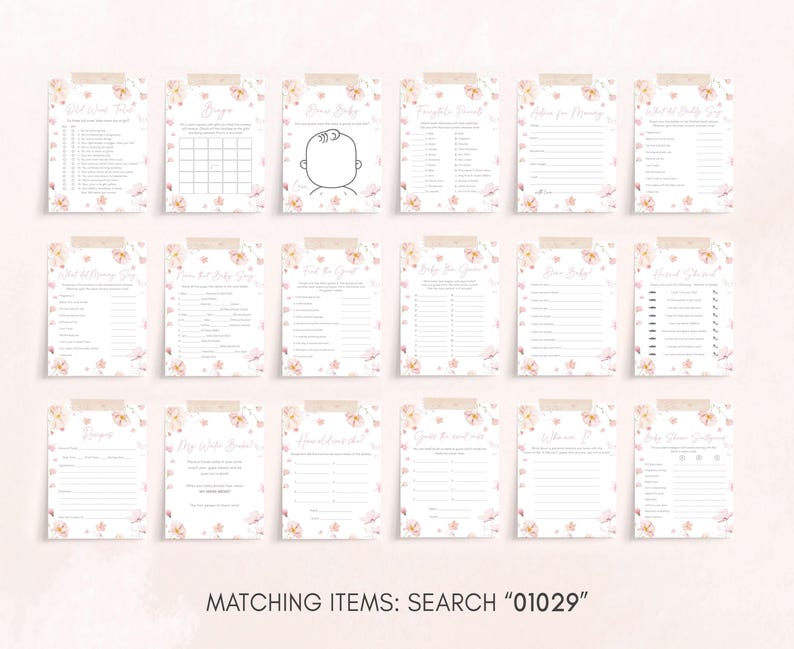 Baby in Bloom Baby Shower Games Pack