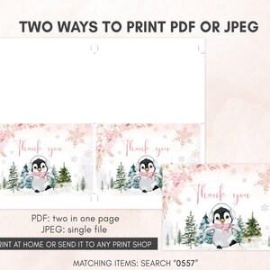 Editable Winter Penguin Baby Shower Invitation Bundle, Girl Penguin Baby Shower Invite Set, Pink Baby It's Cold Outside Baby Shower, 0557 image 7