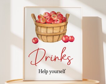 Herbst Baby Shower Drink Zeichen, Apple Baby Shower Getränke Tischschild, Apfel Unseres Auges Babyparty, Apple Fall Baby Shower Getränke Zeichen, 0846
