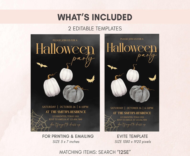two halloween party flyer templates with pumpkins