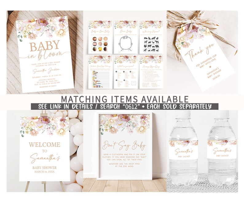 Editable Baby in Bloom Baby Shower Due Date Calendar, Spring Baby Shower Calendar, Wildflower Baby Shower Birthday Predictions Game, 0612 image 2