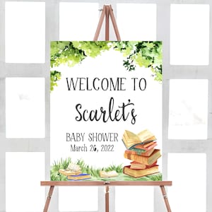 Storybook Baby Shower Welcome Sign, Chapter Book Baby Shower Sign, Gender Neutral, Storybook Welcome Sign Printable Decoration Template 0186