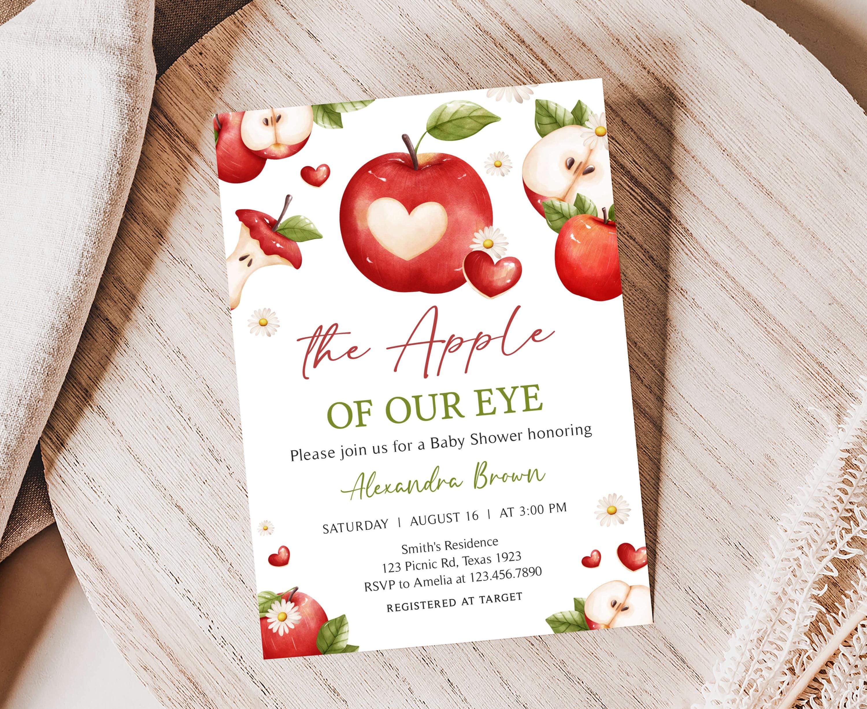 Editable Apple of Our Eye Baby Shower Invitation Bundle, Fall Apple ...